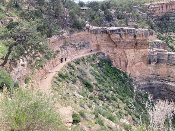 I hiked this very small part of Bright Angel Trail to the tunnel rock up in the top middle of the picture.