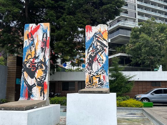 Pieces of the Berlin wall painted by contest winner