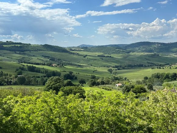 View of Val D'Orcia from behind San Biagio