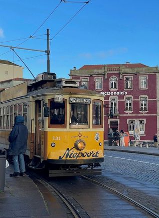 The historic trams run along the waterfront, out to the beach (we didn't ride).