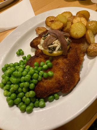 My dinner of Wiener schnitzel at Karla 