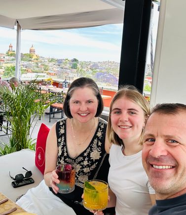 Drinks at the rooftop bar at the Rosewood. 