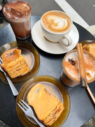 Coffee drinks and basque cheesecake at COIS