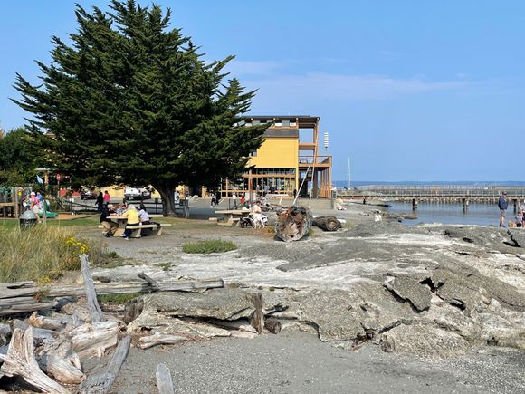Looking over at the Welcome Center from the park.