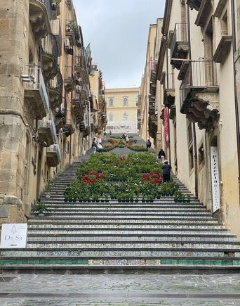 The most famous steps are at Scalinata di Santa Maria del Monte--this is the view from the bottom