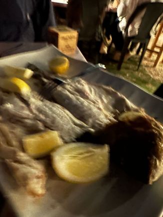 Our "orata," a species "gilt-head"  bream..clean, white and lovely....but I guess it did not sit well with me...