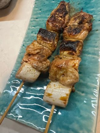 Chicken and onion yakitori