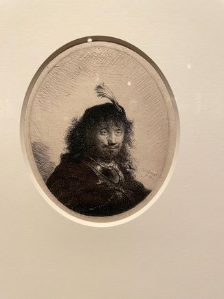 This was a small Rembrandt that was titled "Self Portrait in Oriental Garb". Apparently Rembrandt never made it to the Orient.