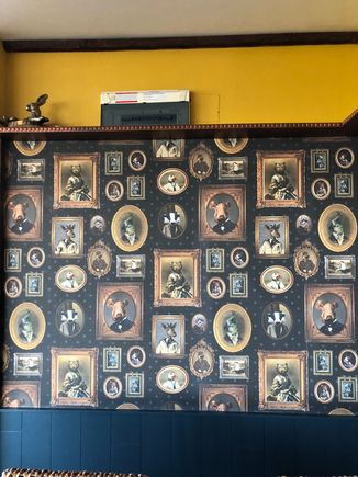 Weird wallpaper in The Bandstand's dining room