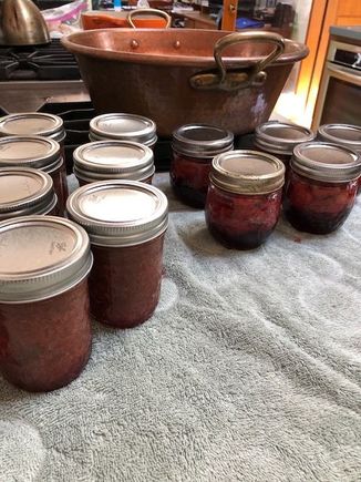 Strawberry rhubarb jam and strawberry preserves