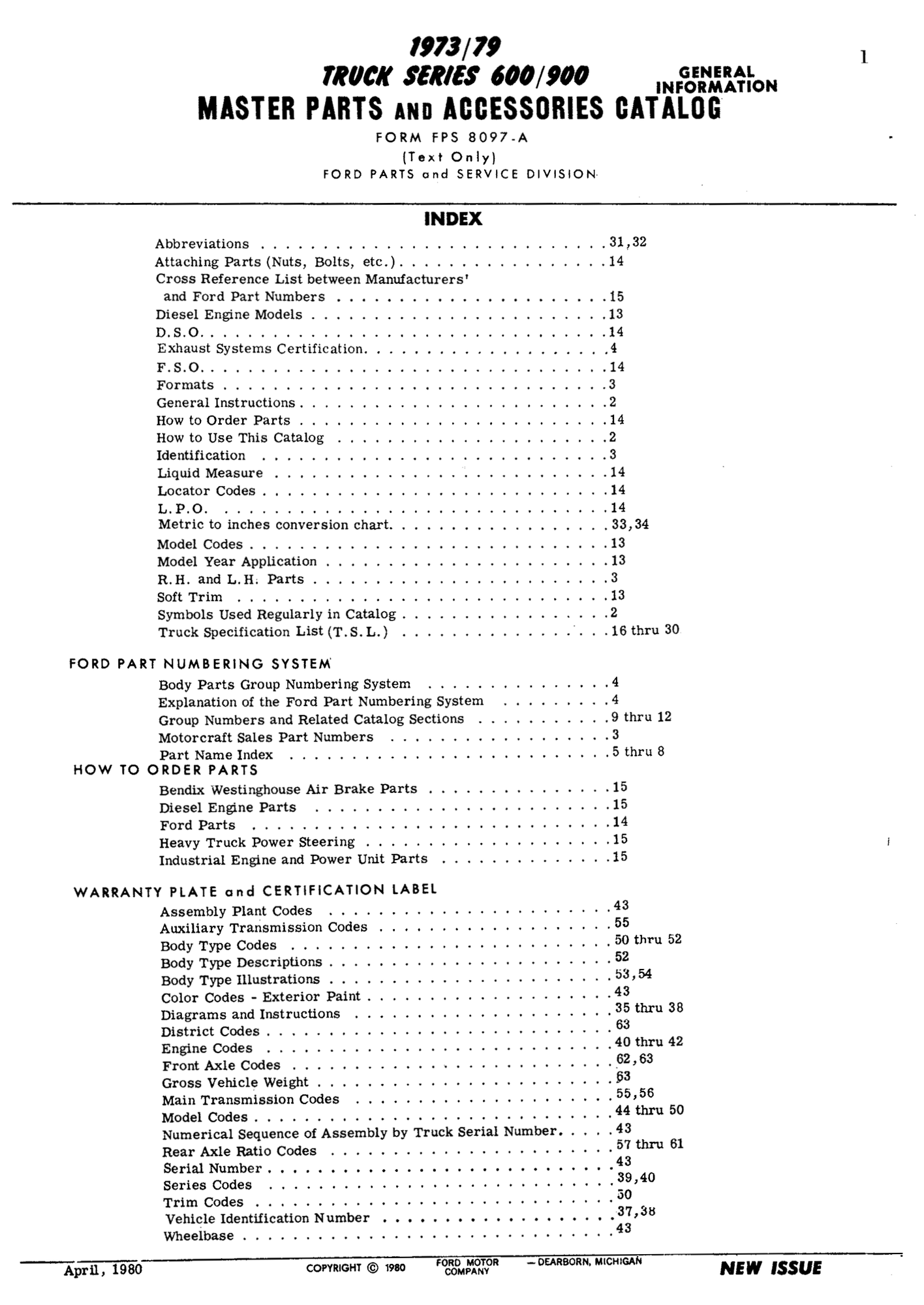 Miscellaneous - Parts Catalog for 1973-79 Ford 600-900 Series Medium Duty Trucks (F600/750, B600/750, L600/900 etc.) - Used - All Years  All Models - Oak Harbor, WA 98277, United States