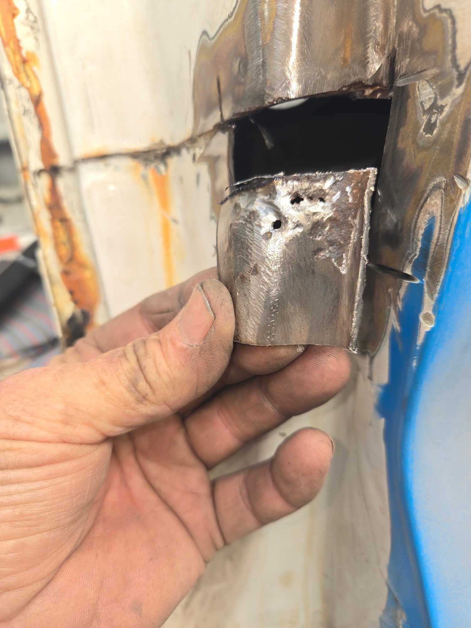 This is the rust I cut out on d's side.