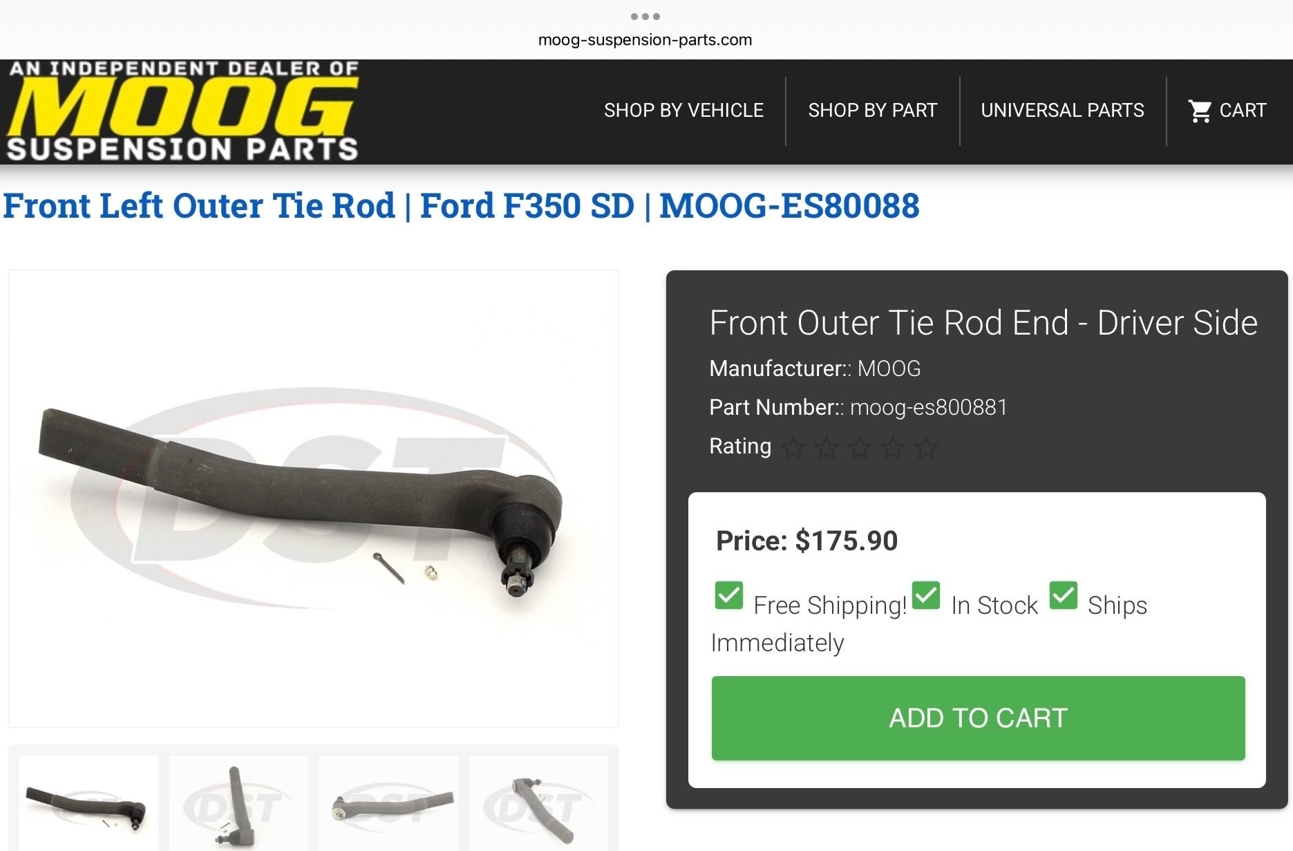 Steering/Suspension - MOOG drivers side tie-rod end for Ford wide trax axle - New - -1 to 2027  All Models - Portland, TN 37148, United States