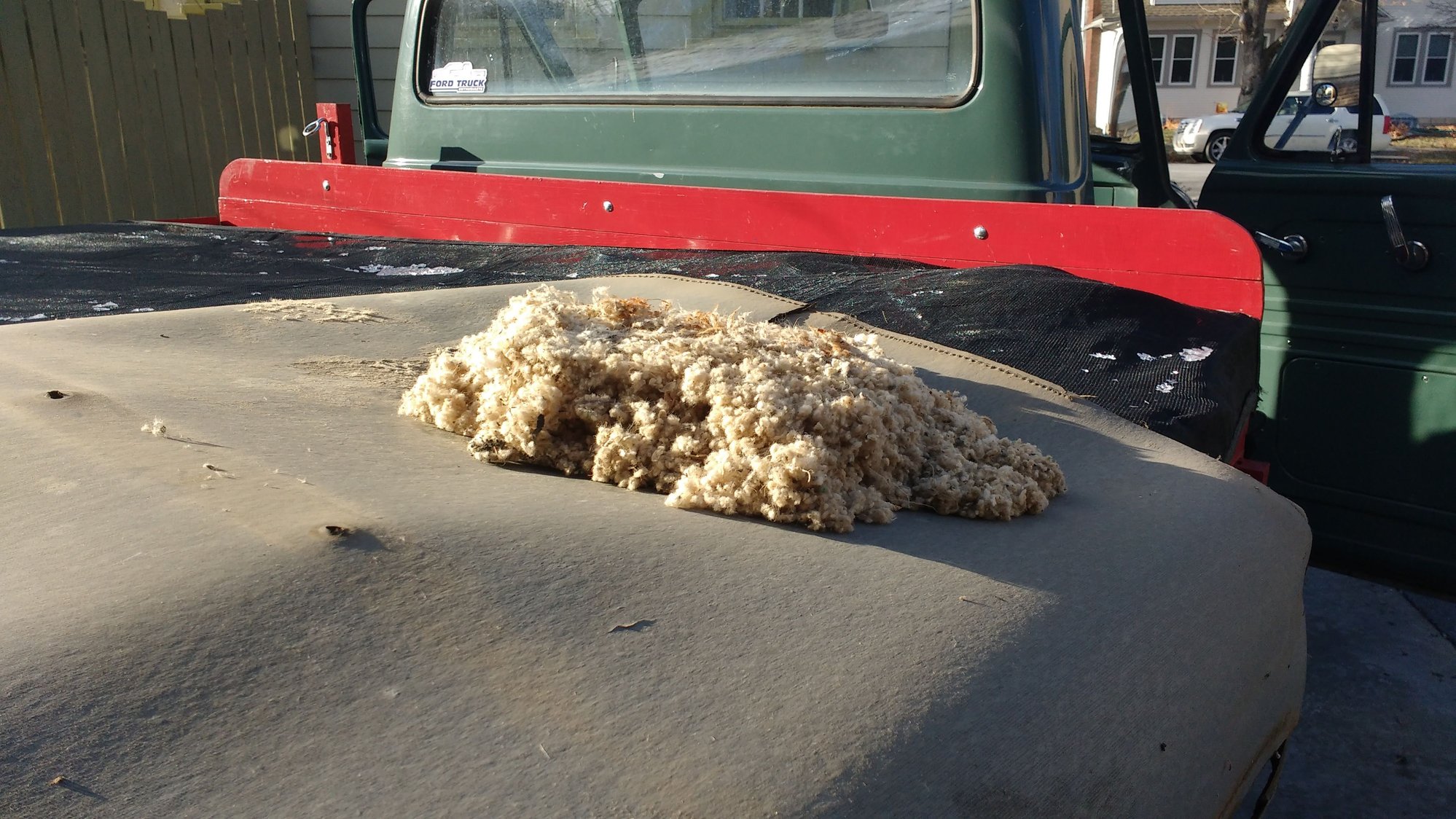 huge mouse nest on the top of the headliner. This is why I removed the headliner and why the headliner was cracked