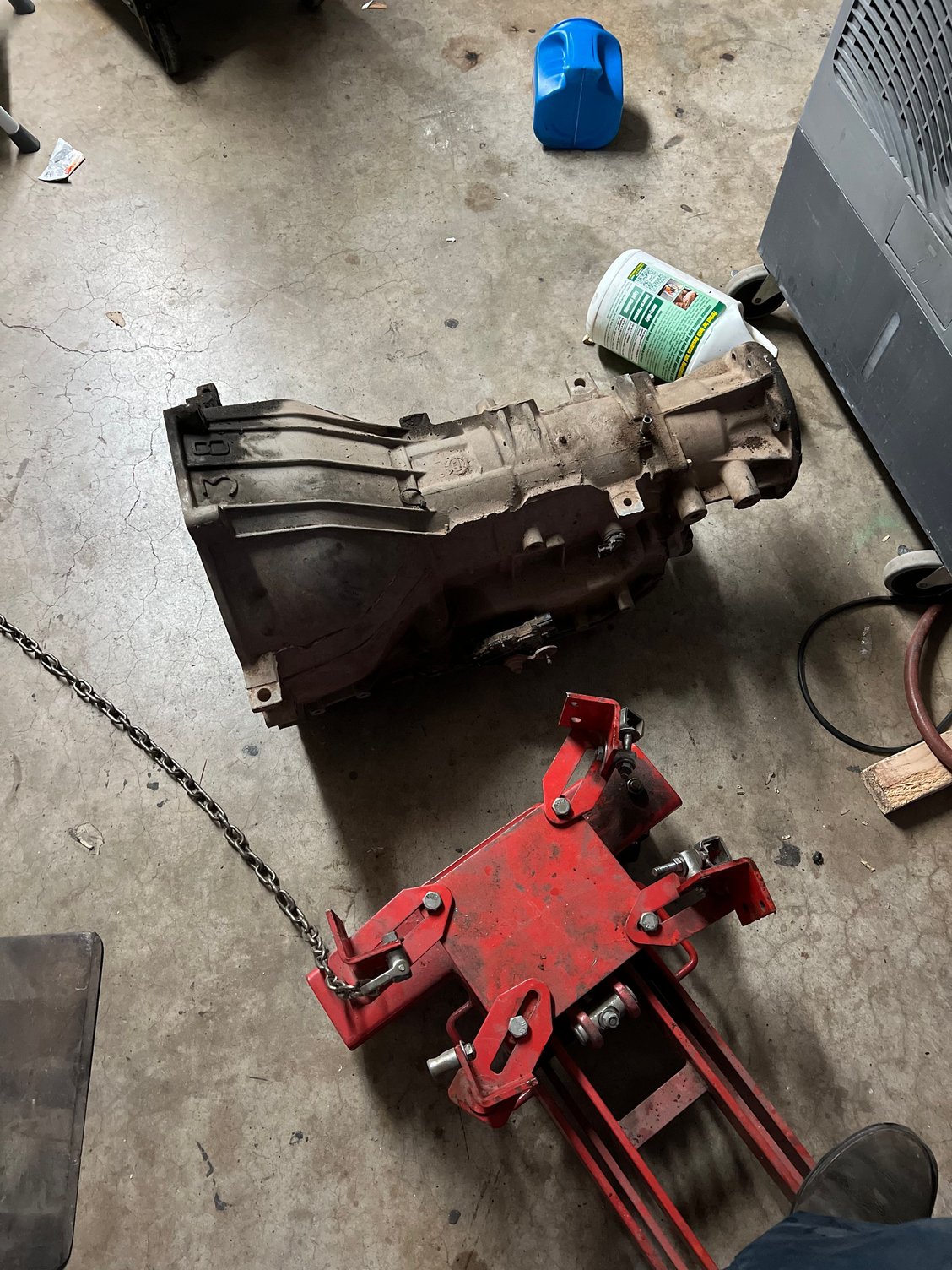 Here is the transmission removed