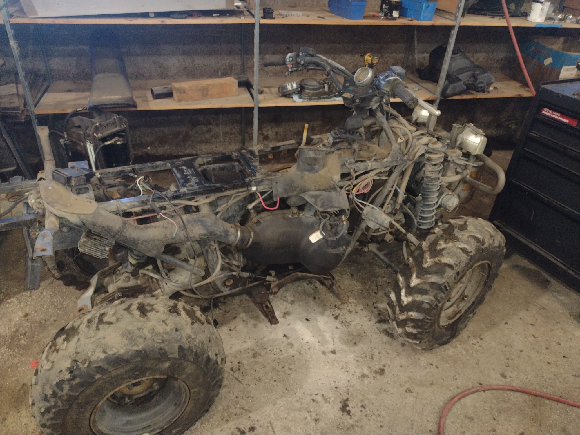 Overall the frame and equipment is in good shape, one of the footboard pegs was bent, nothing a hammer couldnt fix. Suspension feels good.