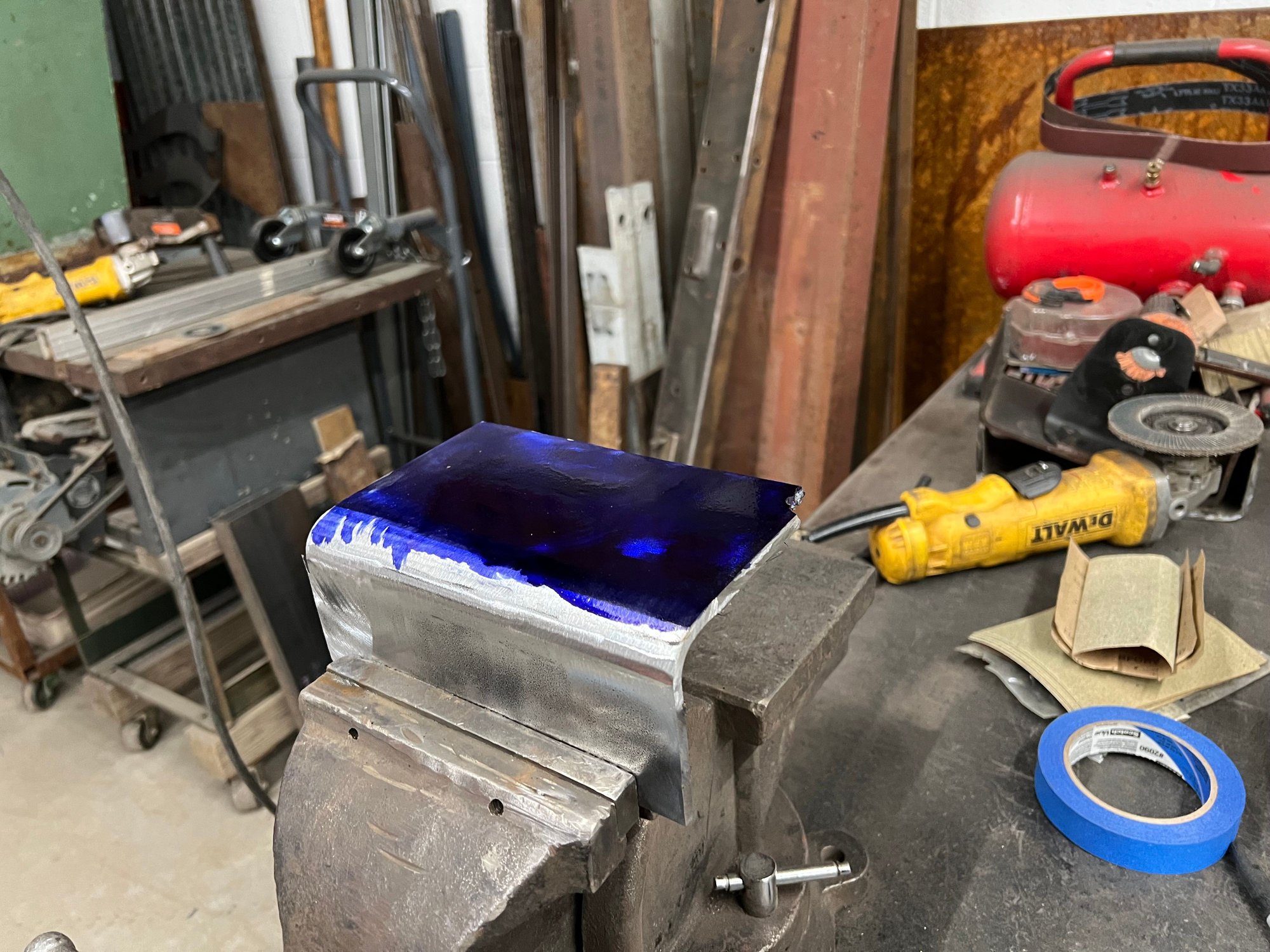 Sanded it down and applying layout dye.