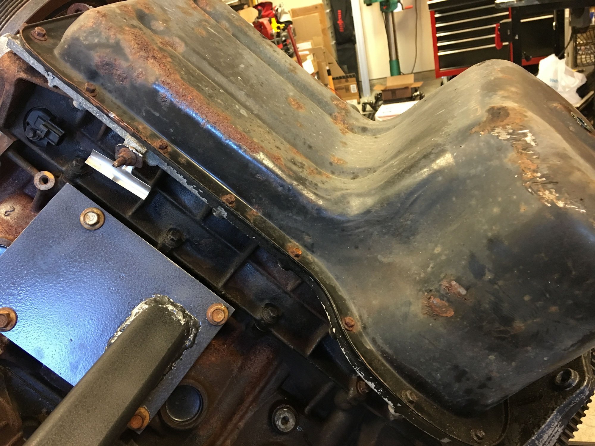Oil pan rust/paint coming off of inside of oil pan as well Ford Truck