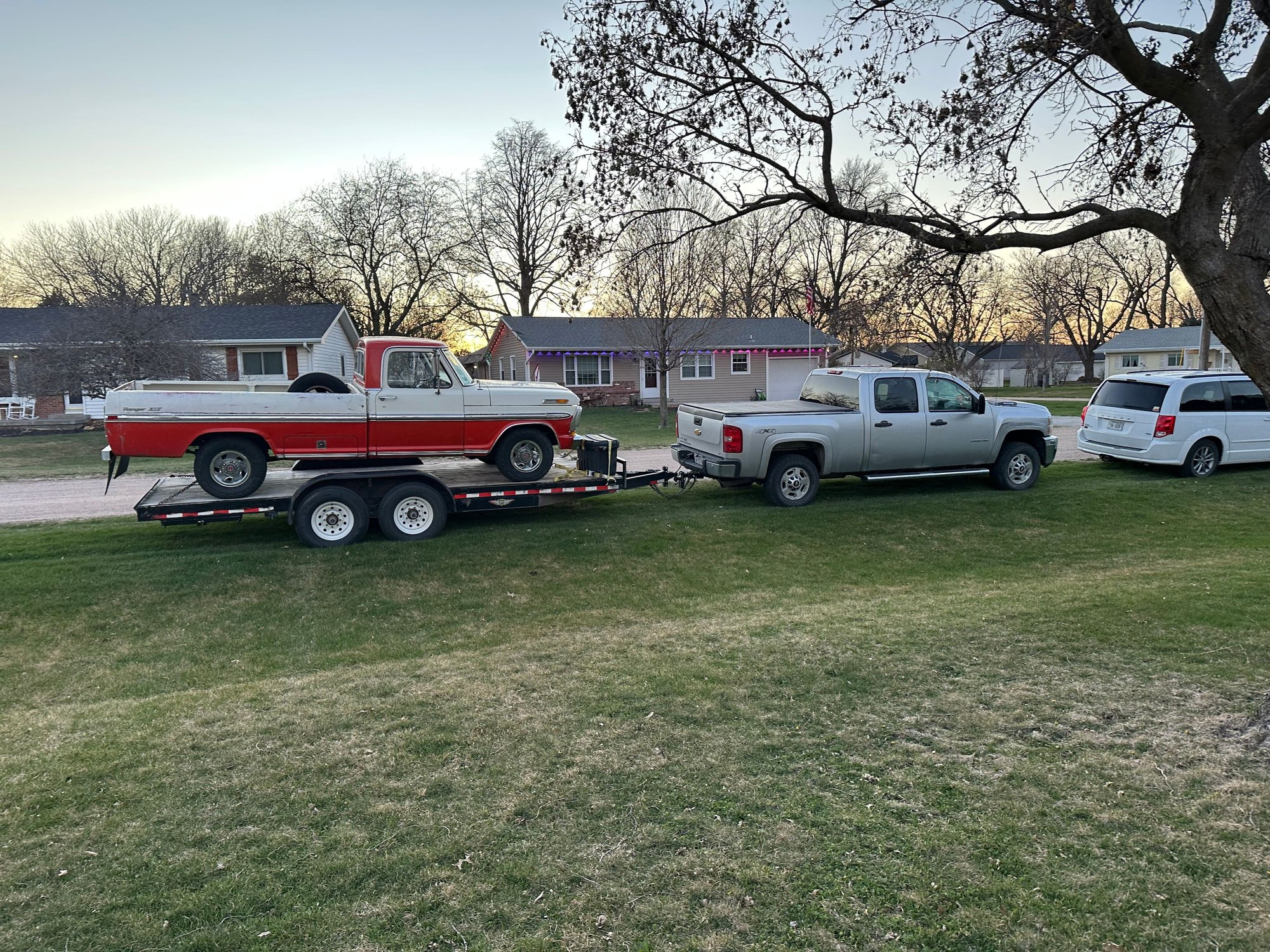 At home in the front yard.  Fixed it on the trailer.  Much easier to get up and down on there. 
