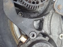 As you can see here, my bent alternator bolt and my snapped off smog pump bolt.