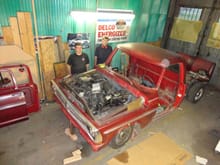 Curtis & John learning how to think outside the box fabing a 72 F-100 cab on a 97 Town Car chassis