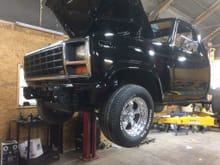 I started putting the truck back together this week and got to see what it's going to look like with the new wheels on it. Slowly but surely it's coming along,