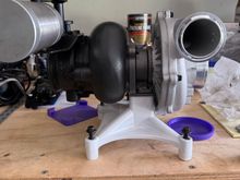 Turbo mounted to pedestal