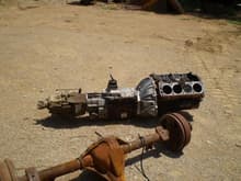 This is the 97 Ford F4TE Roller Cam 351W combined with the 1995 Chevy NV4500 and BW4401 Transfer case, also the rear Dana 60 before the rear drum to disc swap. The 351 came with E7 heads that I will reuse. It will have the 70 Mach 1 4V intake and dist from one of my old mustang projects. I will retain the serpentine belt system also.