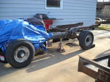 3-28-10:  This is my 1984 Ford F250 supercab 4x4 chassis. I slid the rear axle/suspension forward 45&quot; so the wheel base now matches the stock 1954 F100 short box wheelbase. Next I will start to mock up the body.