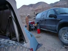 Gotta do the dome light cut off switch...
On Steel Pass outside Saline Valley.