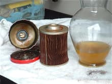Cut open filter, inside of canister, coolant poured from filter.