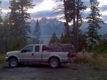 Parked in front of the camp site in the Tetons