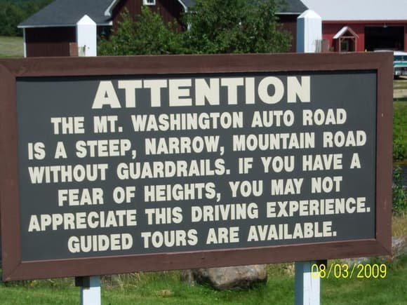 Mt. Washington road warning