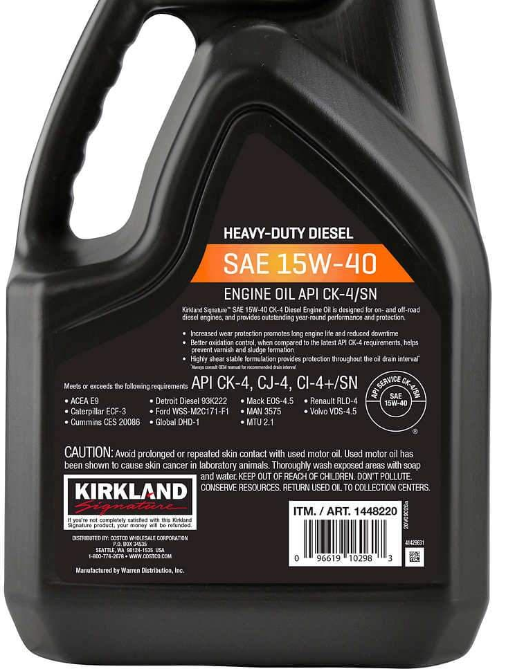 Costco's Heavy Duty Diesel 15w40 for 11/gallon, 3 pk includes free