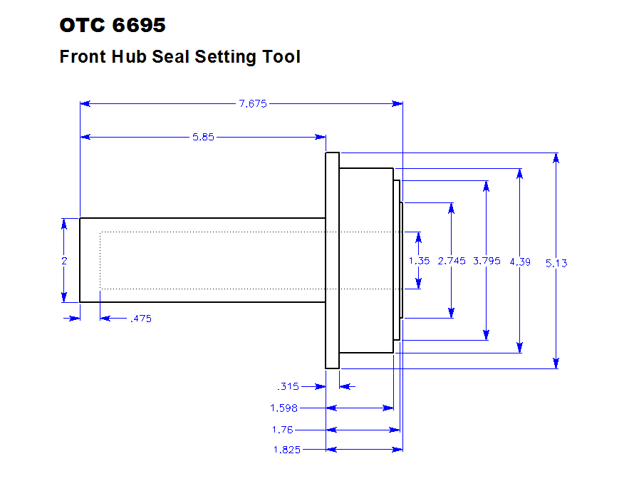 Can anyone provide dimensions of the OTC 6695 hub seal setting tool? Ford Truck Enthusiasts Forums