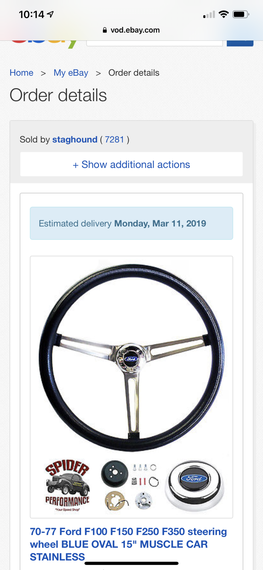 Bronco F100 F150 F250 F350 Grant Black Steering Wheel With Black Spokes 13 3/4 - Foto 3