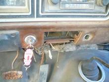 Most of the wiring under the dash has been cut, spliced, re-spliced, and just left dangling. Most things work, but it really needs to be rewired. You can also see the homemade brake pedal. Clutch and parking brake have the same thing on them.