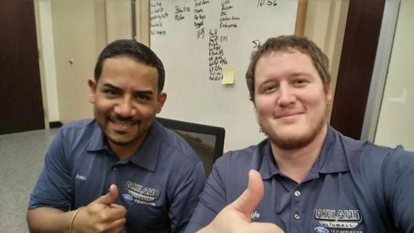 Kyle and Juan are ready to take care of your Ford parts needs.