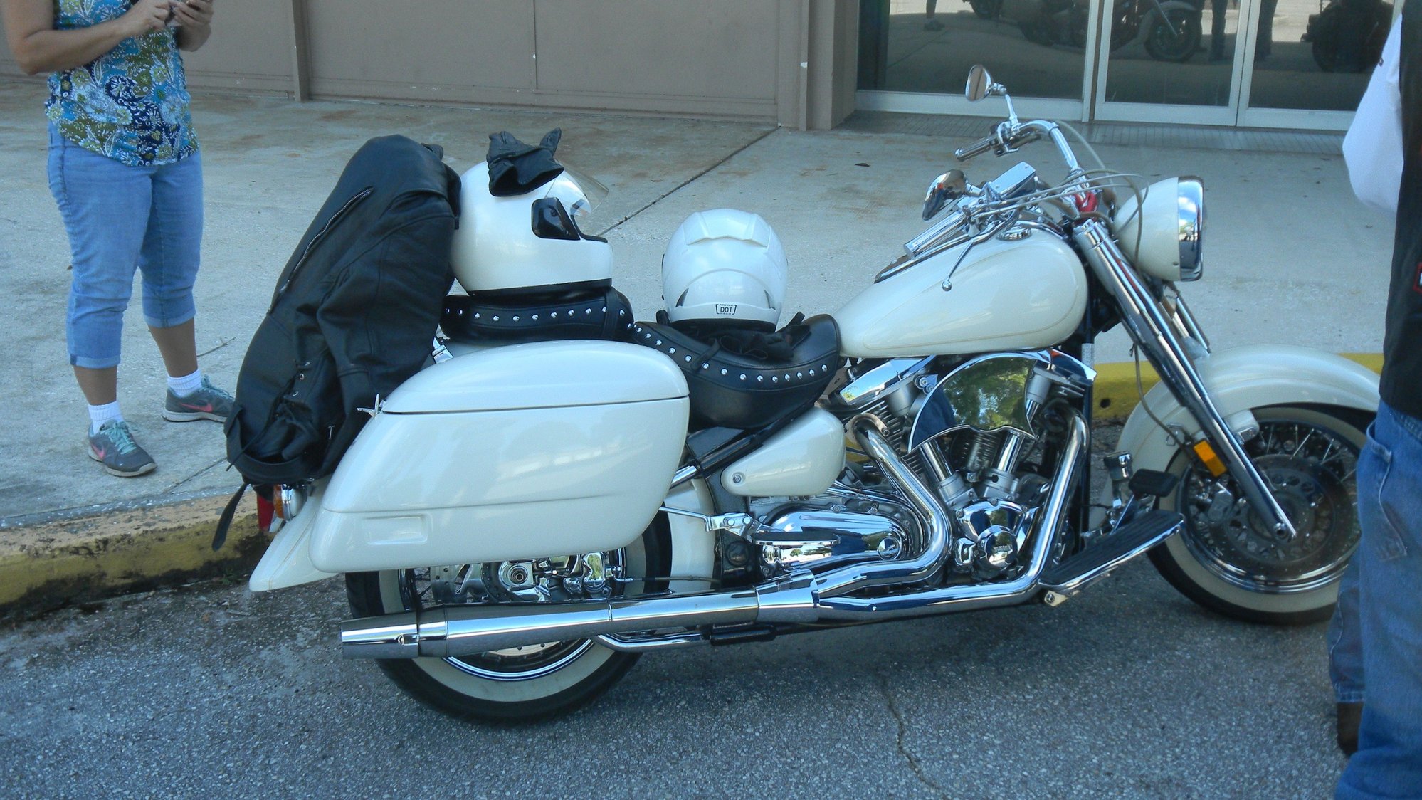 On this bike she can easily see above and towards front.