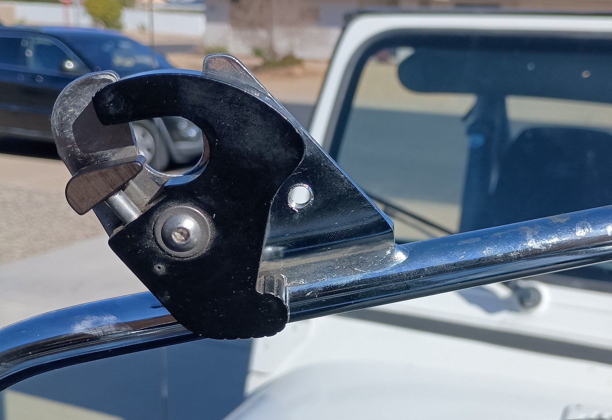 To secure my quick detach trunk on my road king classic I drilled a hole and tapped it for a 1/4 20 bolt.