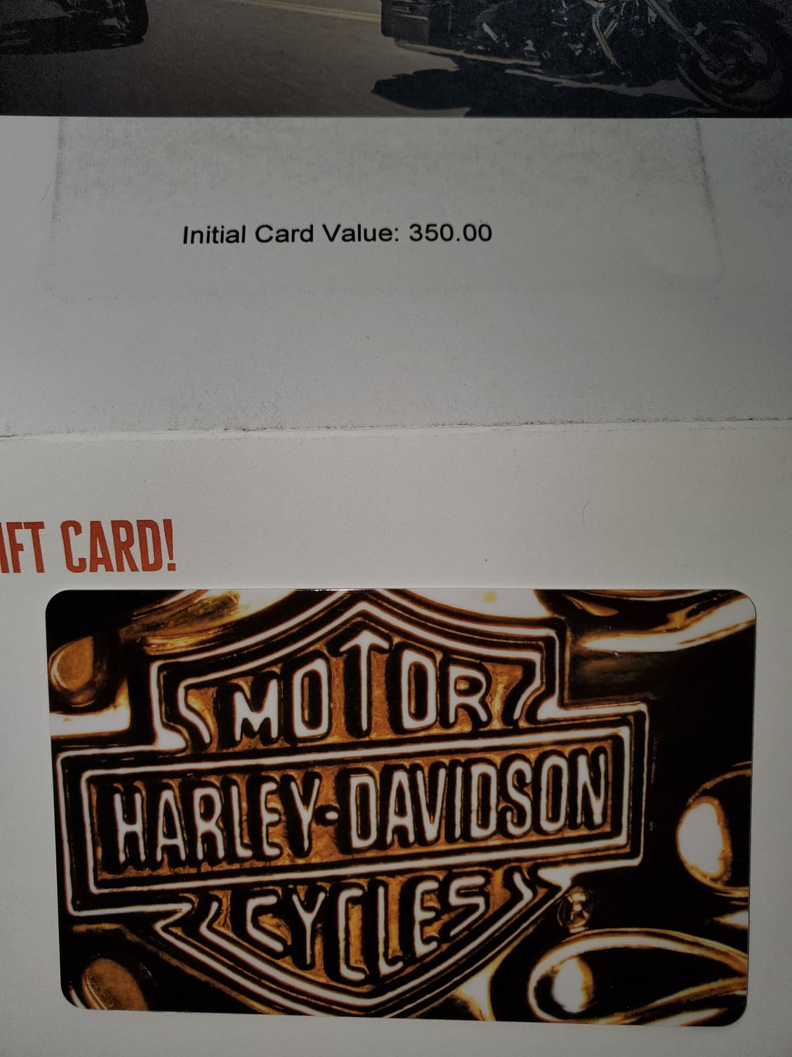 $350 Harley Davidson gift card - Harley Davidson Forums
