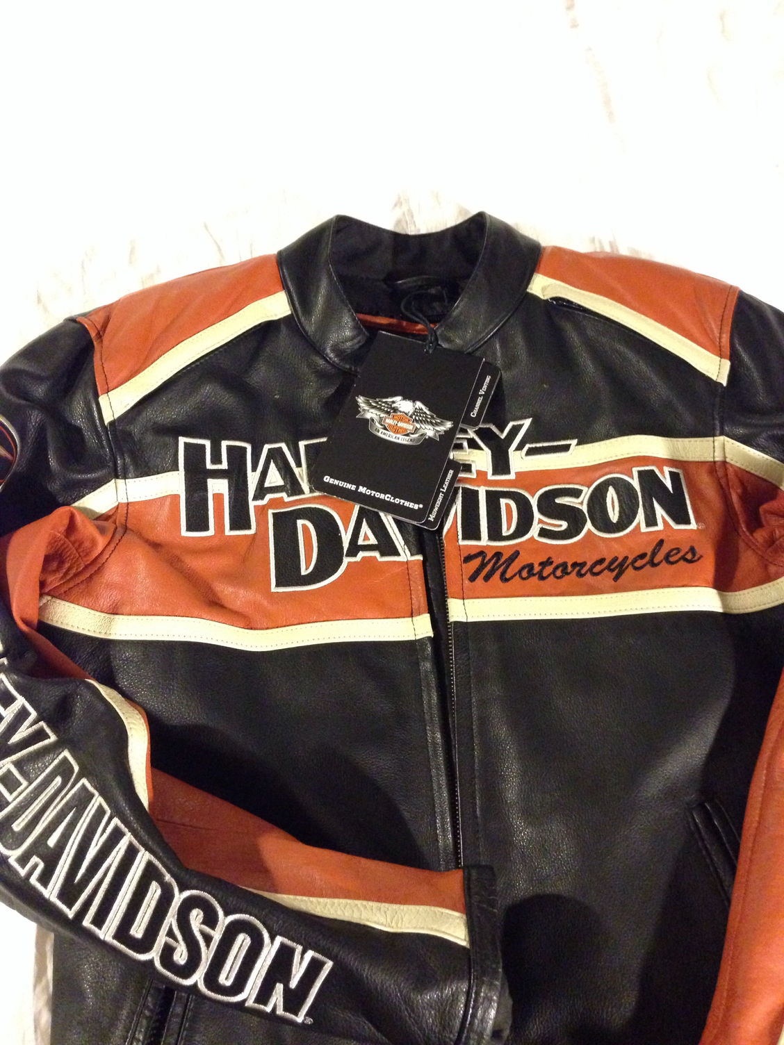Harley Davidson Men's Classic Cruiser Black Orange Leather Jacket S ...