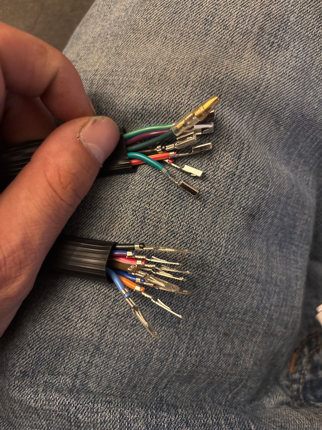 Both new, changing ends atm just not sure why one has 8 wires instead of 6? and if I just plug them into the 12 pin deutsch and they will be fine or what am I missing