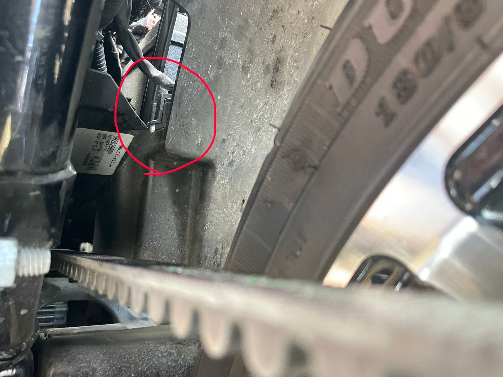 View from behind the side cover.  