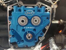 Installed S&S oil pump and cam plate with Woods-222 Cams. Fuel Moto lifters and adjustable push rods.