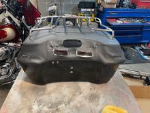 Mustang lid cover was modified for a chopped backrest