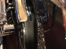 Good new: a bandsaw with a new blade cut it cleanly, a file smoothed the edges, no chipping in the chrome.  I probably could’ve saved the end of the guard since the fender doesn’t reach there but I didn’t think of that until the cut was done.  It looks fine if you don’t stare at it...stop staring.