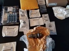 And here is all the parts for the tensioner upgrade, bearing change, new oil pump and cam.  This was much needed as the original cam shoes were worn thru at 29k.

Must say after retune on carb, did not need steppes down/up jets, just raised idle a bit,  the bike is a bigger joy to ride.