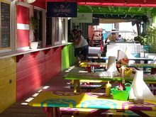 Lots of picnic tables and booths to enjoy your food and beverages.