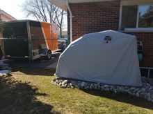 Built the Bike Barn today and worked on the trailer, now if the snow would just finish melting so I could get the bike out.